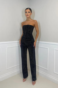 Glitzerndes Damen Hosenset mit High-Waist-Jeans – Liora