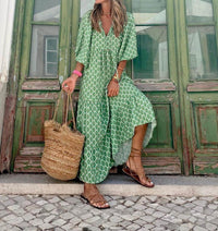 Bedrucktes Maxikleid mit Taillenbund – Aurelia