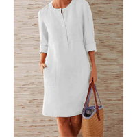 Stilvolles Damen Freizeitkleid mit Taschen & Rundhalsausschnitt – Niva