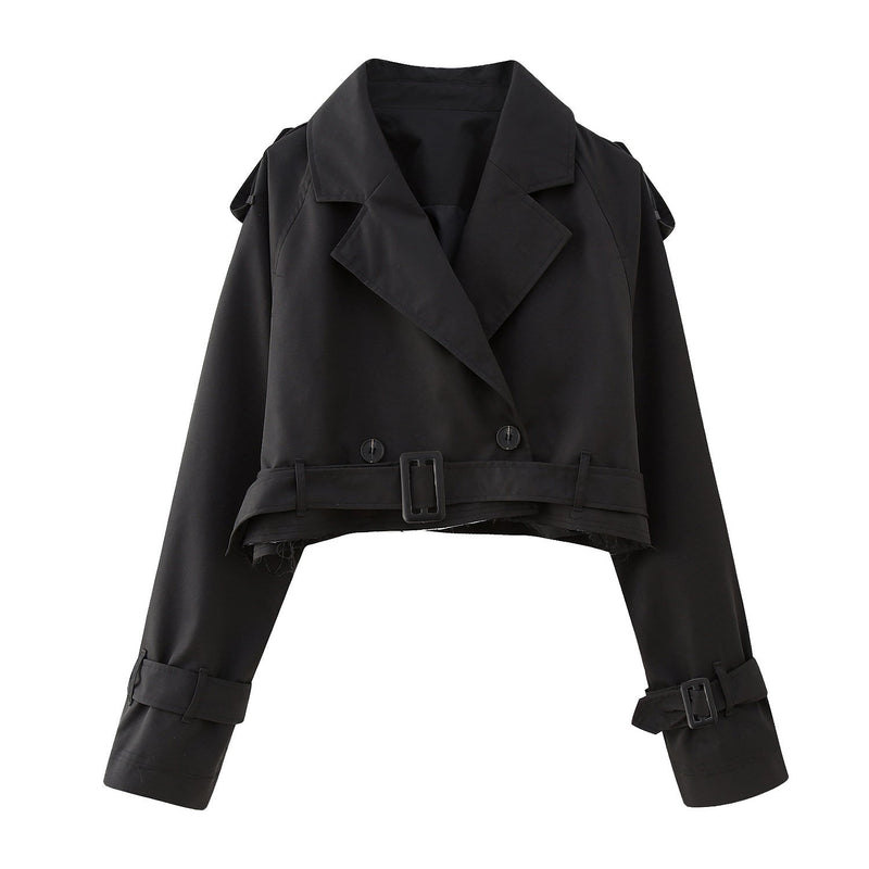 Trendige Kurze Damen-Trenchcoat mit Gürtel – Amelie