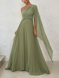Trendy Ein-Schulter Maxikleid mit Plisseefalten – Mirella