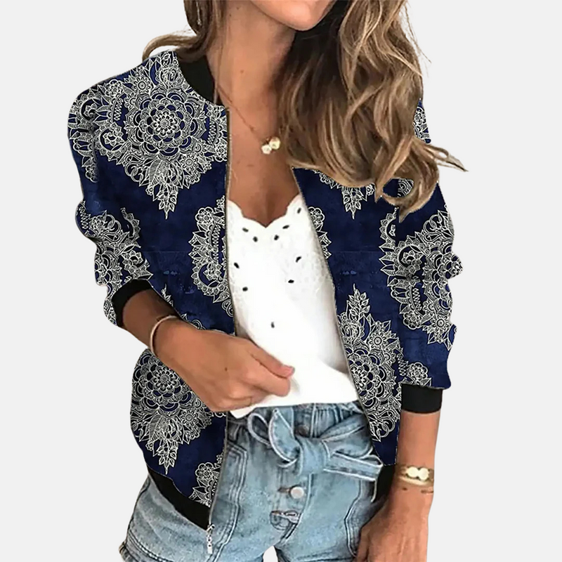 Damen Retro Bomberjacke mit Print – Zoë