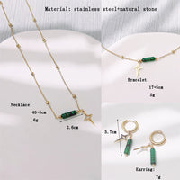 Natürliche Malachit-Stern-Anhänger Ohrringe, Halskette und Armband – Maria