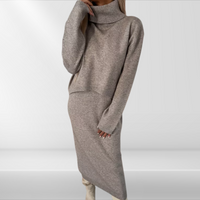 Damen Midikleid mit Rollkragen und Jersey-Detail – Larissa