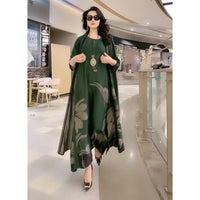 Damen Maxikleid mit geradem Schnitt und langen Ärmeln – Yara