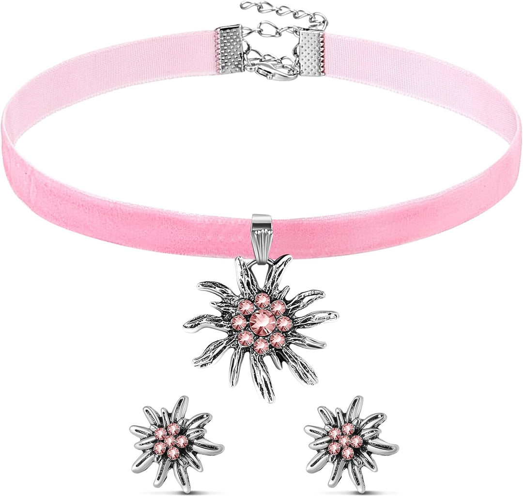 Edelweiß Schmuckset mit Samtband – AlpenRosé Oktoberfest 2025