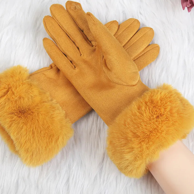 Wildlederhandschuhe mit Kunstfell - VelvetGlam