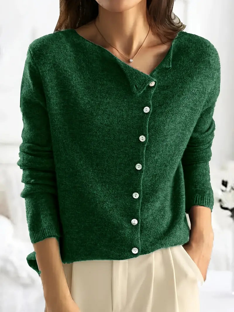 Schlichter Asymmetrischer Cardigan mit Knopfleiste - Sienna