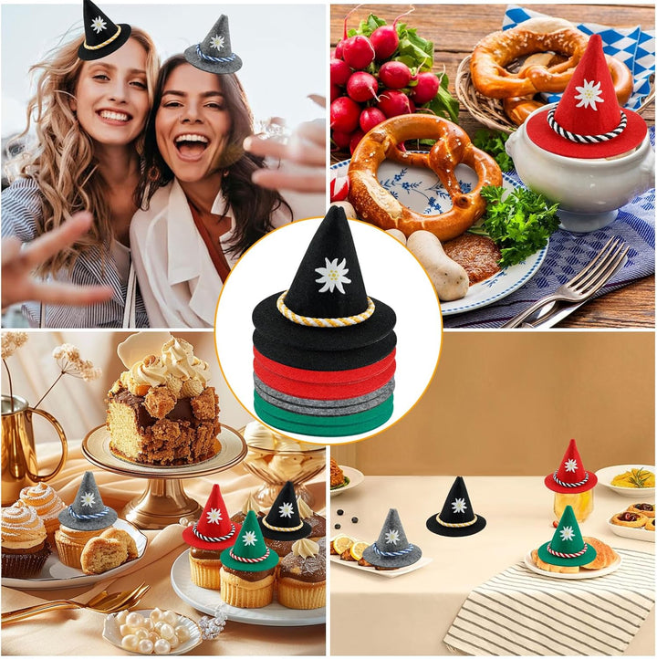 Mini-Trachtenhüte aus Filz im 12er-Set bunt – EdelweißGaudi Oktoberfest 2025