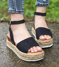 Damen Plateau-Espadrille Sandalen mit Keilabsatz & Riemchen – Livia