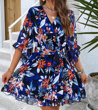 Sommerkleid mit Blumenmuster und Spitze – Liora
