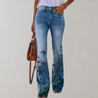 Flared Jeans mit Knöpfen - Rosa