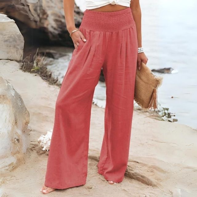Luftige Damen Leinenhose mit weitem Bein – Liv