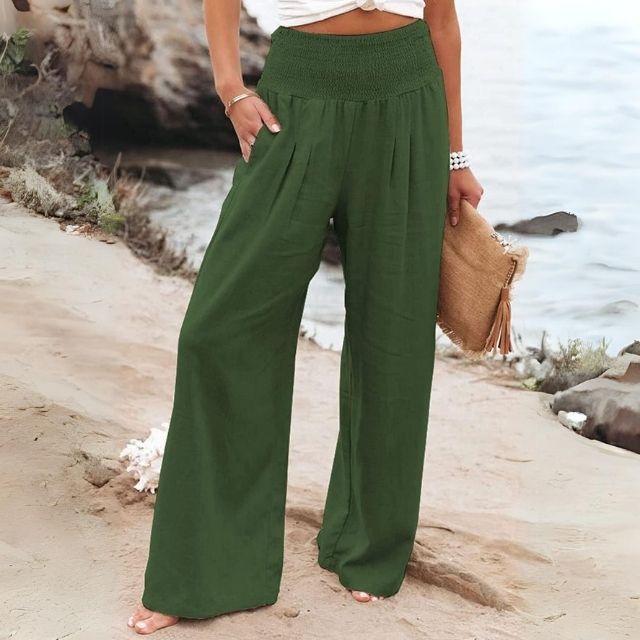 Luftige Damen Leinenhose mit weitem Bein – Liv