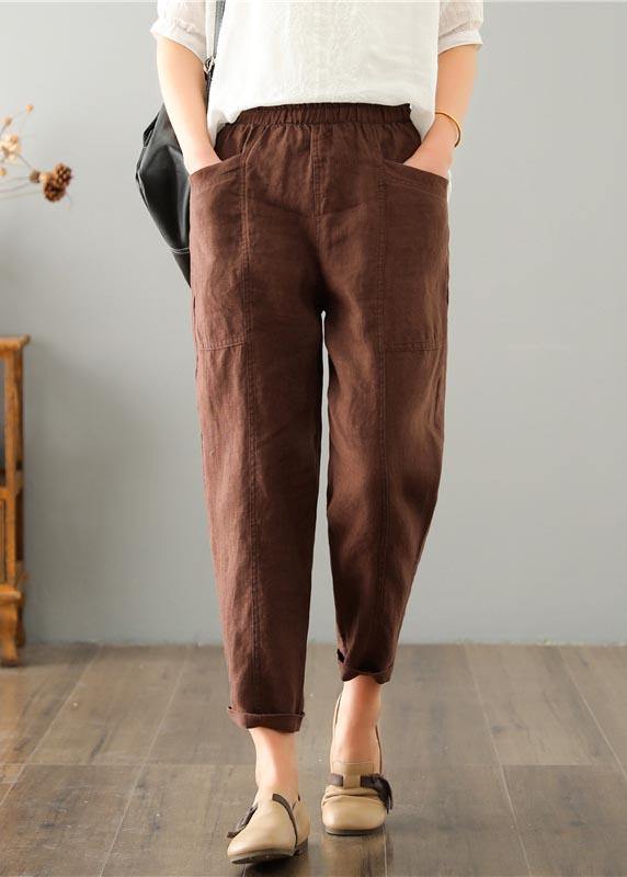 Damen Sommerhose aus Leinen-Baumwollmix mit elastischem Bund – Clara
