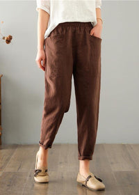 Damen Sommerhose aus Leinen-Baumwollmix mit elastischem Bund – Clara