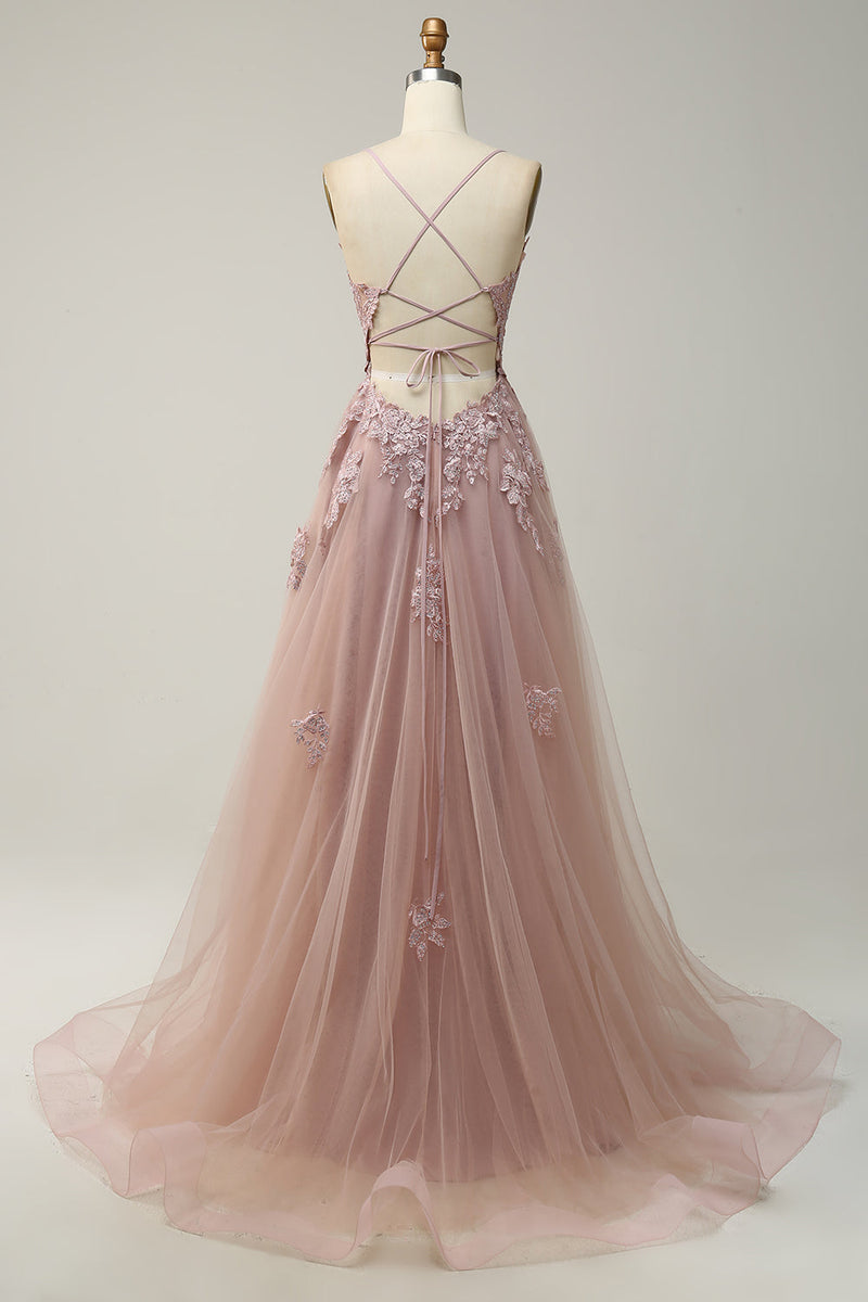 Stilvolles A-Linien Ballkleid mit Spaghettiträgern und Schnürung - Julia
