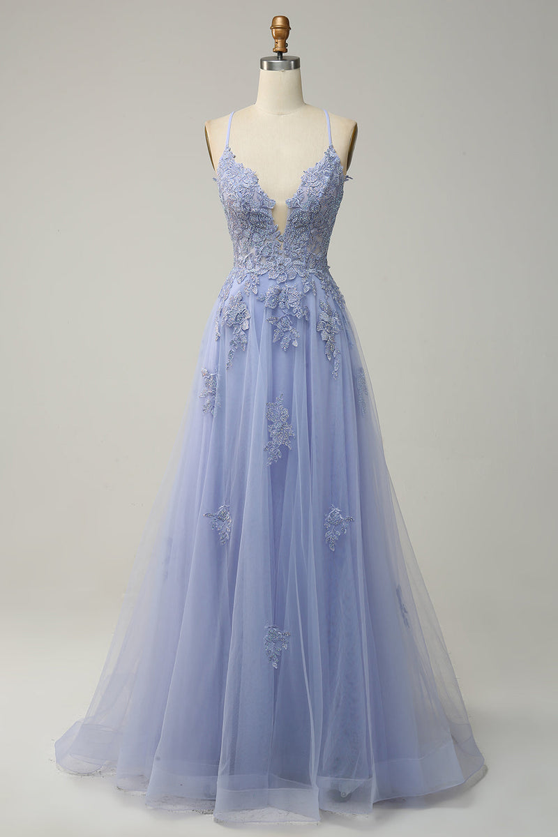 Stilvolles A-Linien Ballkleid mit Spaghettiträgern und Schnürung - Julia