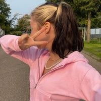 Trendige Figurbetonte Damen Cropped Zip-Up Hoodie mit Kapuze – Alina