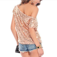 Trendiges Schulter-T-Shirt mit Pailletten für Sommernächte - GlamGlanz