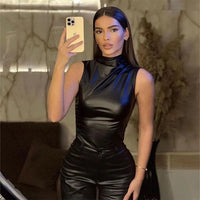 Damen Ärmelloses Leder-Top mit Taillierter Passform – Nila