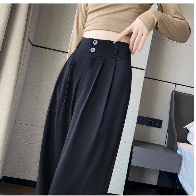 Schwarze Damen High Waist Palazzo-Hose – Elara
