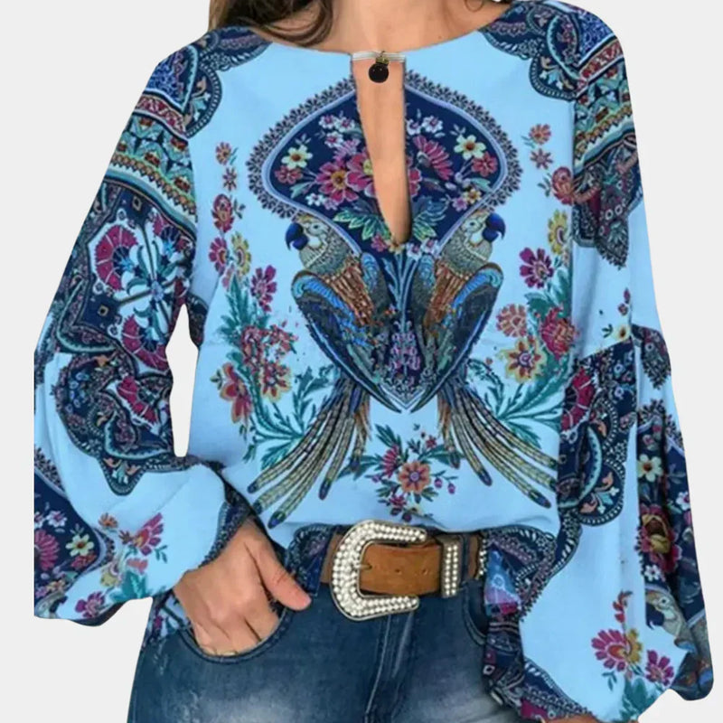 Luftige Damen Sommerbluse mit Blumenprint – Isabelle