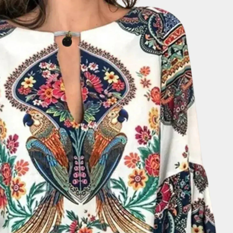 Luftige Damen Sommerbluse mit Blumenprint – Isabelle