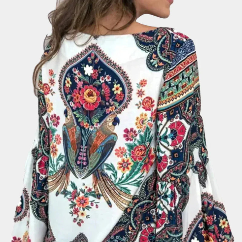 Luftige Damen Sommerbluse mit Blumenprint – Isabelle