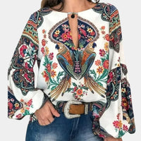 Luftige Damen Sommerbluse mit Blumenprint – Isabelle
