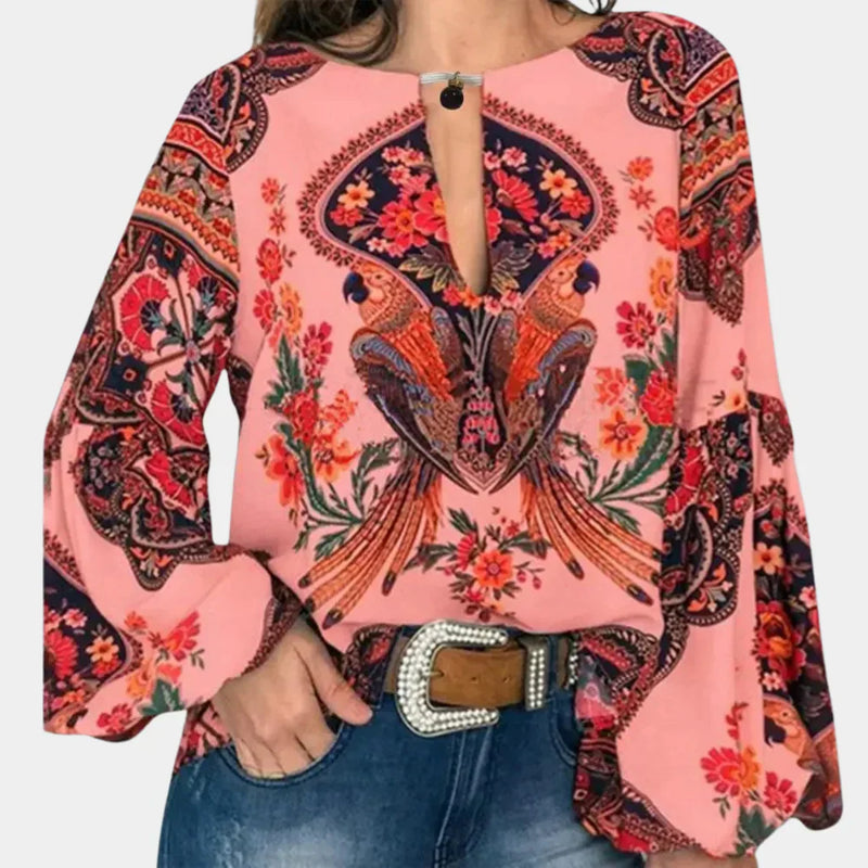 Luftige Damen Sommerbluse mit Blumenprint – Isabelle