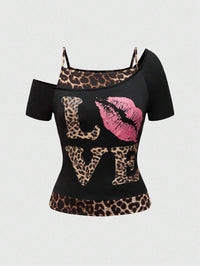 Trendy Damen Off-Shoulder Shirt mit Leopardenprint – Zaria