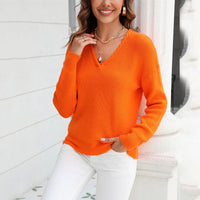 Damen Strickpullover mit V-Ausschnitt in lockerer Passform – Wanfrieda