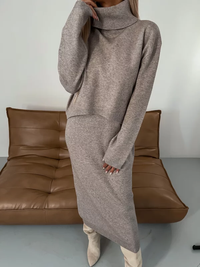 Damen Midikleid mit Rollkragen und Jersey-Detail – Larissa