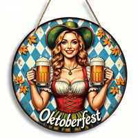 Runde Wanddeko „Oktoberfest-Madl“ (20 cm) – BierMaid Art Oktoberfest 2025