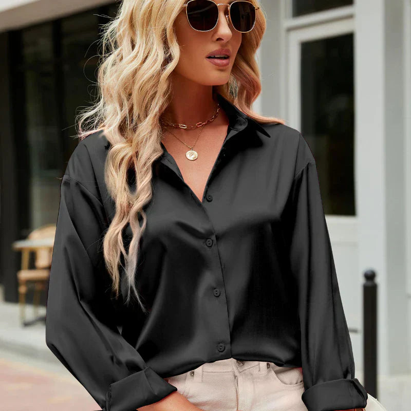 Satiniert elegante Damenbluse – Mireille