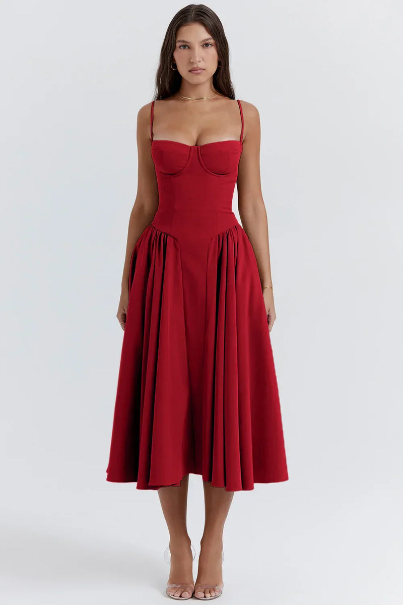 Stylisches Sommerkleid mit Spaghettiträgern und Taillenmieder – Mira