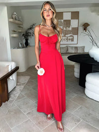 Luftige A-Linien Corsage-Maxikleid mit Spaghettiträgern – Serina