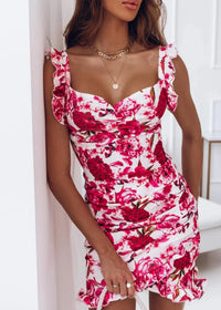 Luftiges Wickelkleid mit Blumenprint & Rüschen – schmeichelhafte Passform für den Sommer – Sylvia