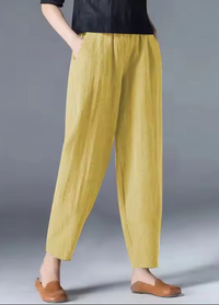 Damen Sommerhose aus Leinen-Baumwollmix mit elastischem Bund – Clara