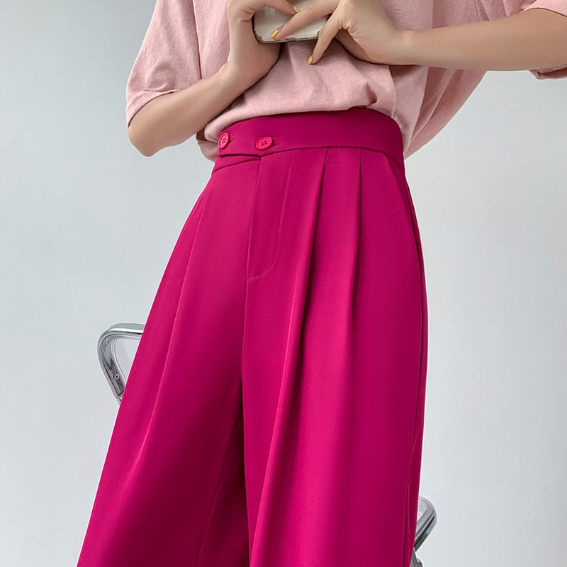 High-Waist Casual Damen Hose mit weitem Bein – Emilia