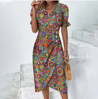 Knopfkleid mit V-Ausschnitt & Kurzarm – Luisa
