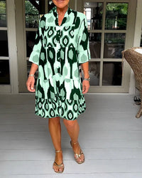 Trendy Kurzarmkleid mit abstraktem Print & lockerem Schnitt – Liora
