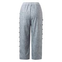 Gestreifte High-Waist Damen Hose mit Zierknöpfen – Florence