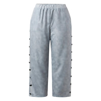 Gestreifte High-Waist Damen Hose mit Zierknöpfen – Florence