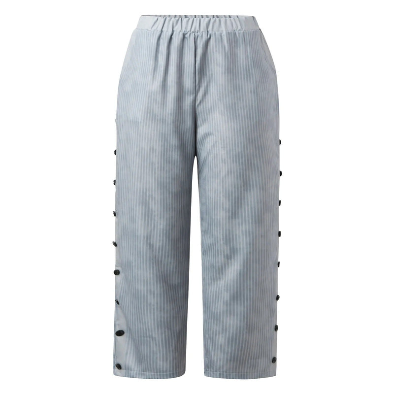 Gestreifte High-Waist Damen Hose mit Zierknöpfen – Florence