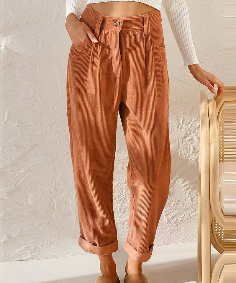 Elegante Damen Cordhose mit Hoher Taille – Naima Herbstedition
