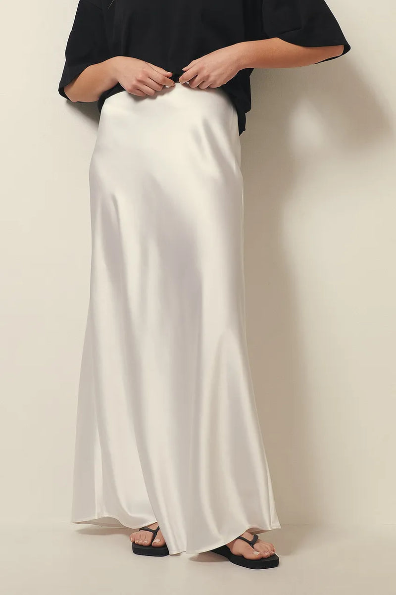 Satinierten Damenrock mit Hoher Taille – Elena