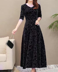 Damen Midikleid mit A-Linie & V-Ausschnitt – Amara