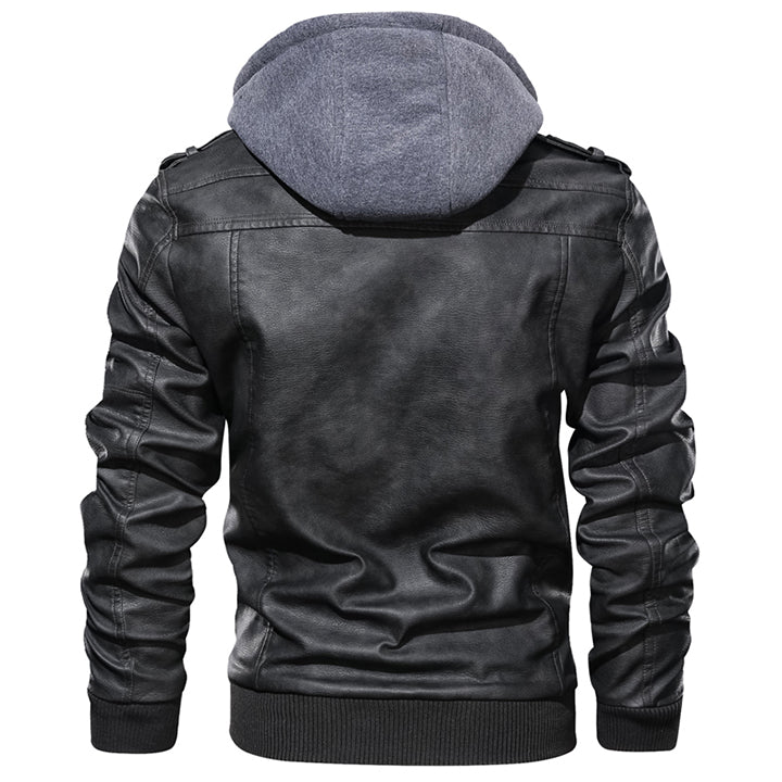 Herren Lederjacke mit abnehmbarer Kapuze – Ryder